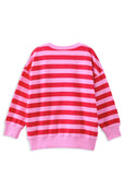 Pink and red striped sweater on a white background