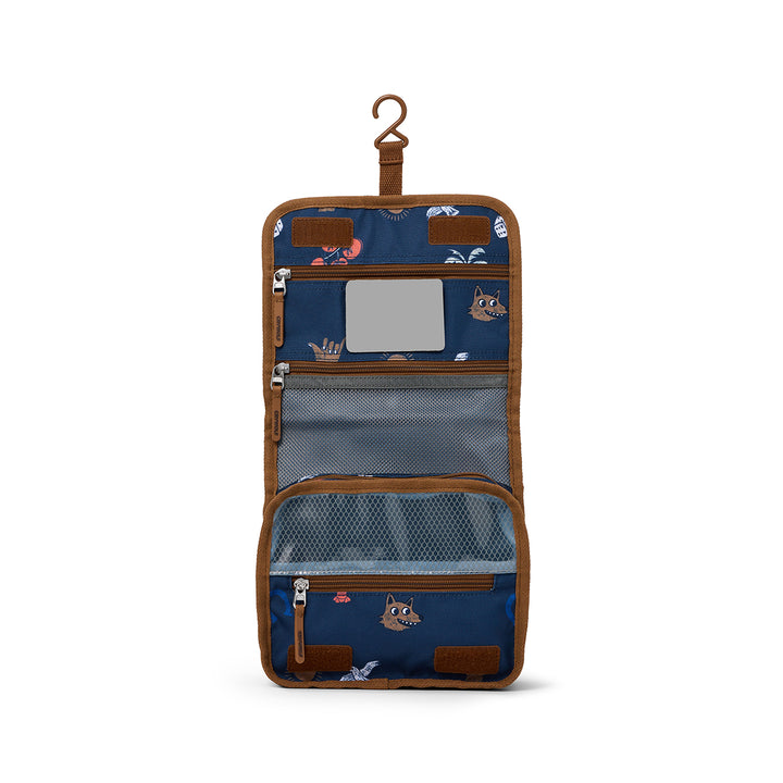 Travel organizer with floral pattern on a white background