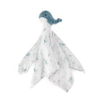 Baby blanket with whale toy on a white background