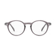 Round gray eyeglasses on a white background