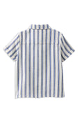 Blue and white striped shirt on a white background