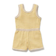 Yellow striped wilson & frenchy romper on a white background