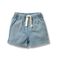 Blue  wilson & frenchy shorts with a drawstring on a white background