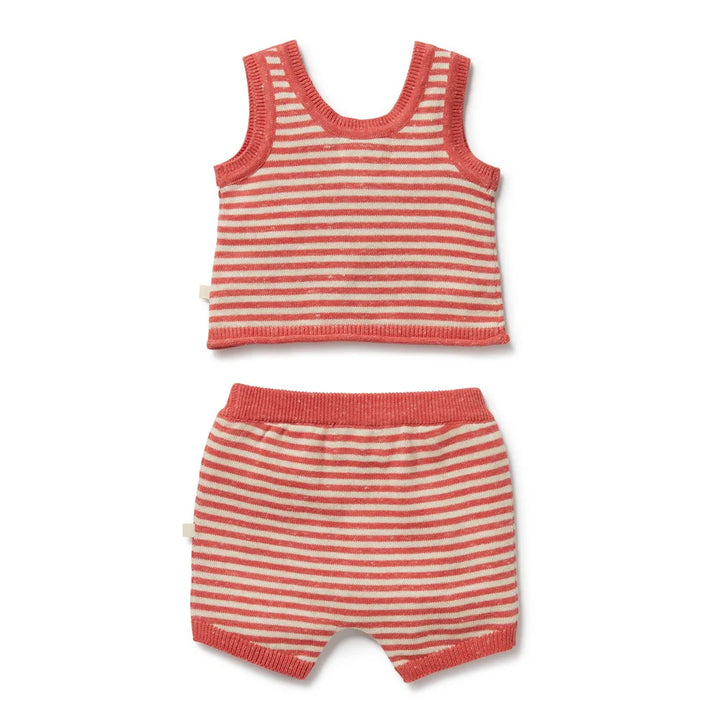 Wilson & Frenchy Red and white striped tank top and shorts set on a white background