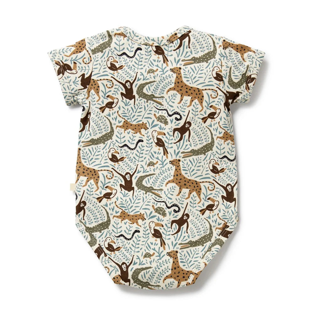Wilson & frenchy Baby onesie with animal pattern on a white background
