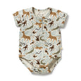 Baby romper with animal pattern on a white background