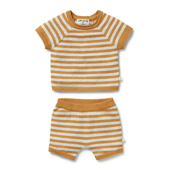 Wilson & frenchy Striped baby outfit with short-sleeve top and shorts on a white background