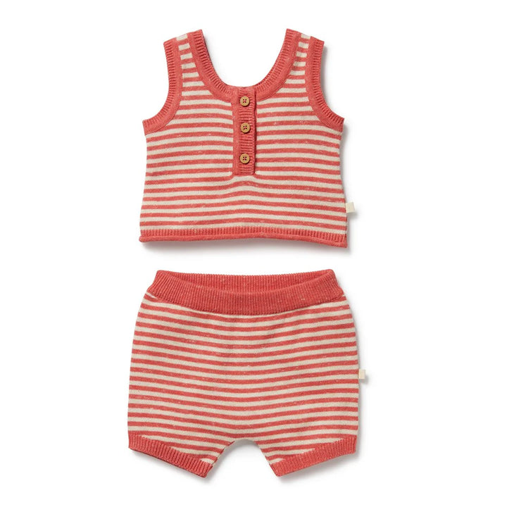 Wilson & frenchy Red and white striped tank top and shorts set on a white background