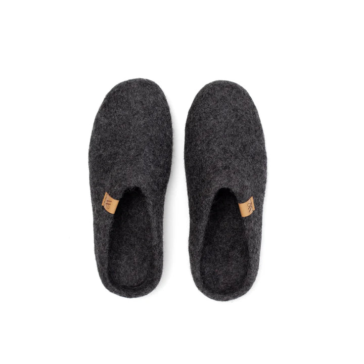 Suffolk Wool Slippers – Rubber Sole / Charcoal