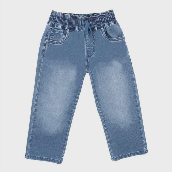 Light blue jeans on a white background