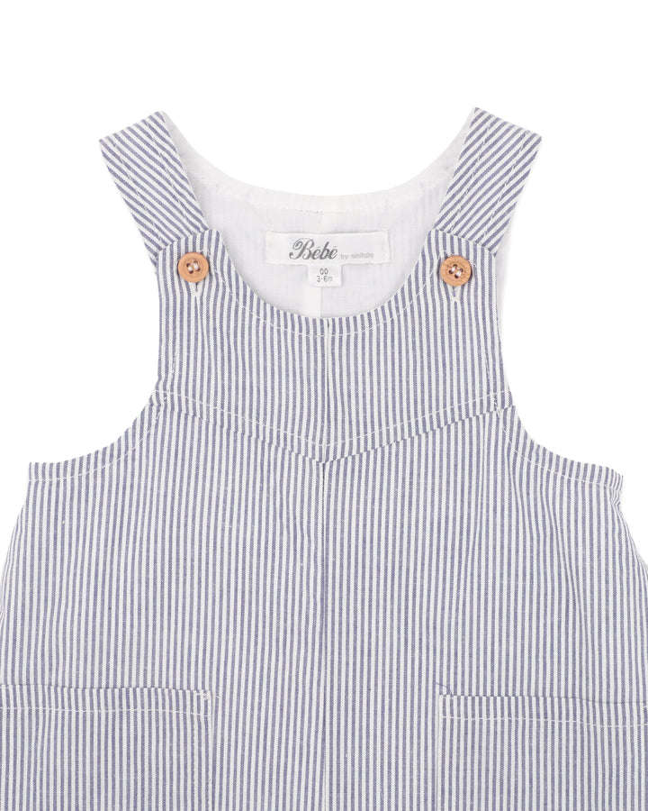 Bebe Brady Stripe Overalls - Indigo Stripe