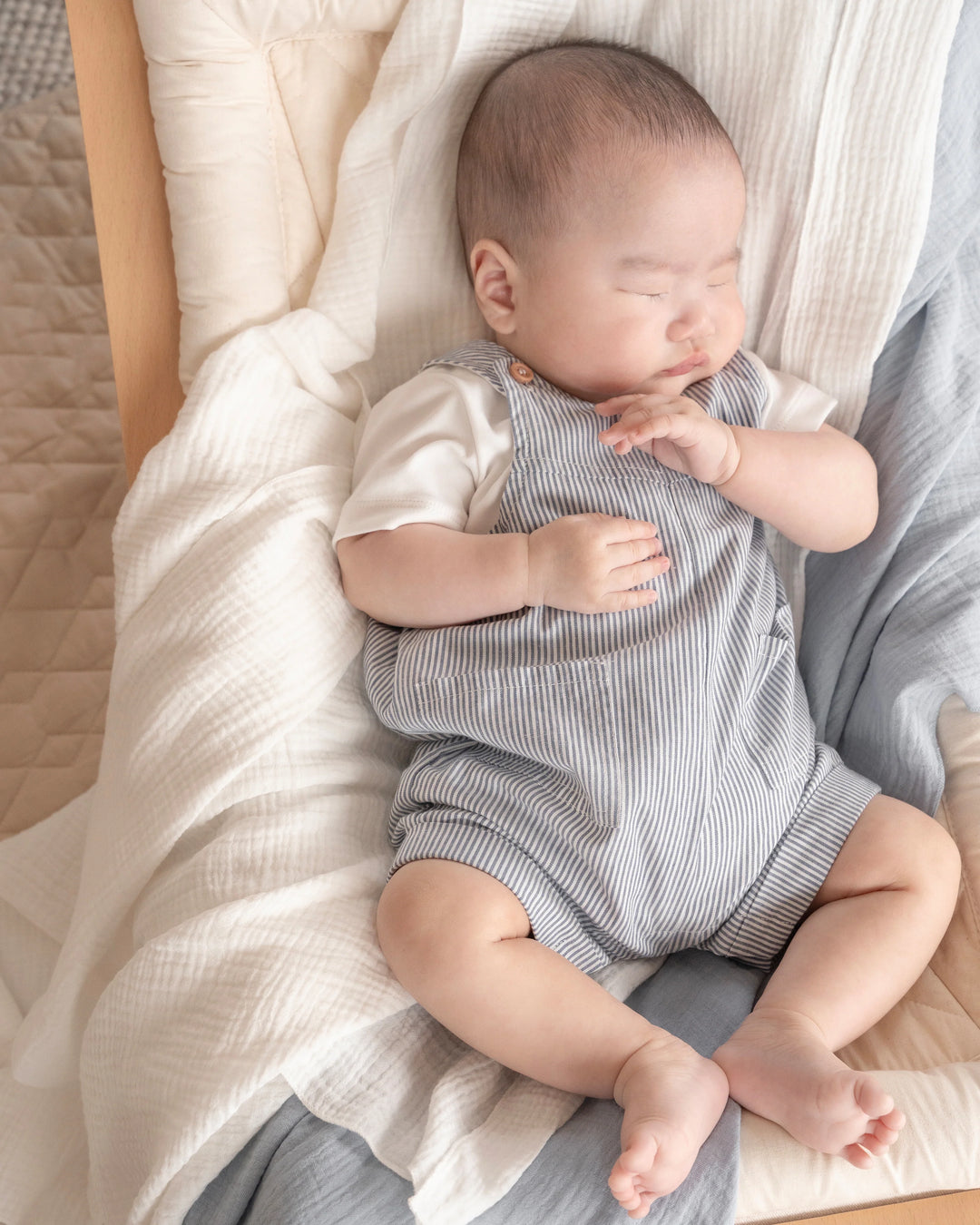 Bebe Brady Stripe Overalls - Indigo Stripe