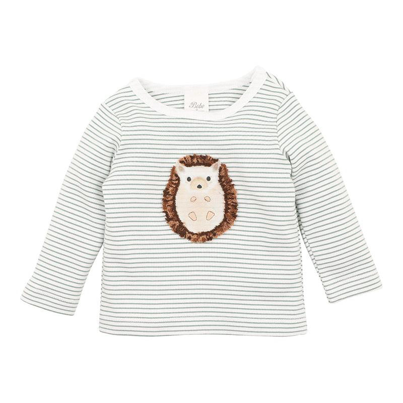 This cute 100% organic striped cotton tee is the perfect addition to your little ones winter wardrobe. Featuring a cute hedgehog graphic with embroidery and a concealed press stud shoulder opening for ease of dressing it is a winter must have. Available from www.thecollectivenz.com
