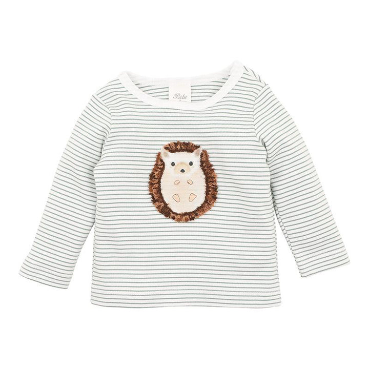 This cute 100% organic striped cotton tee is the perfect addition to your little ones winter wardrobe. Featuring a cute hedgehog graphic with embroidery and a concealed press stud shoulder opening for ease of dressing it is a winter must have. Available from www.thecollectivenz.com