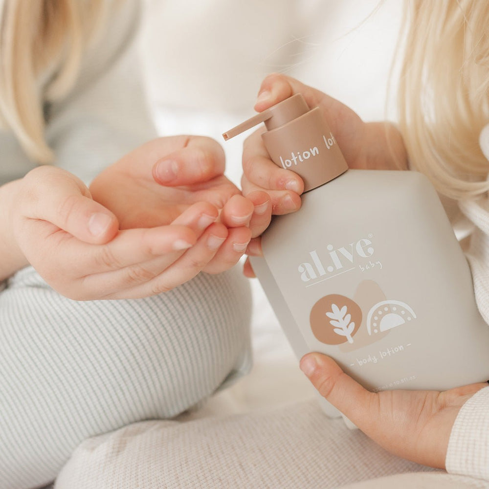 Al.Ive calming oatmeal baby lotion available from www.thecollectivenz.com