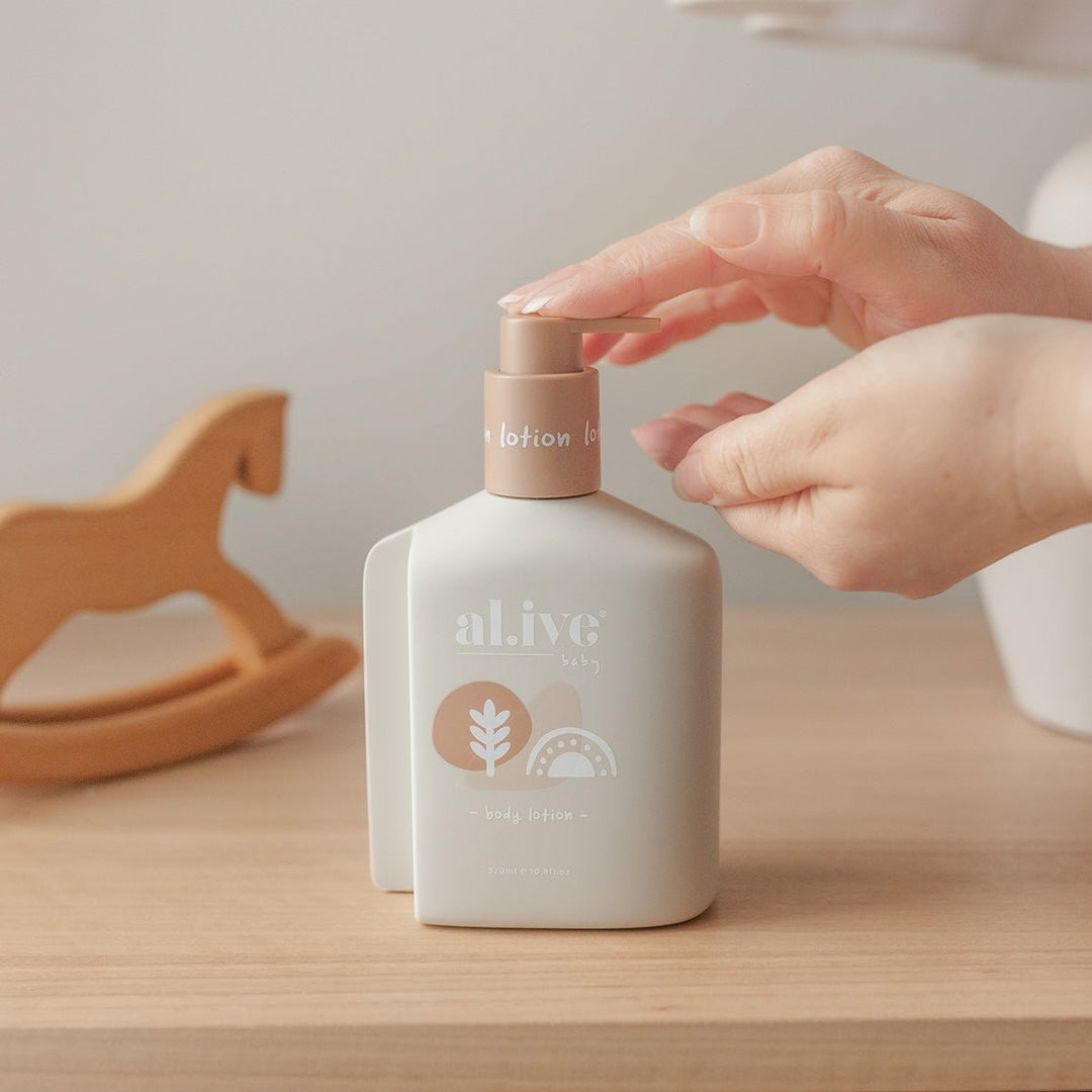 Al.Ive calming oatmeal baby lotion available from www.thecollectivenz.com