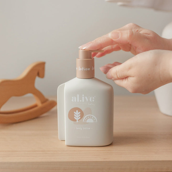 Al.Ive calming oatmeal baby lotion available from www.thecollectivenz.com