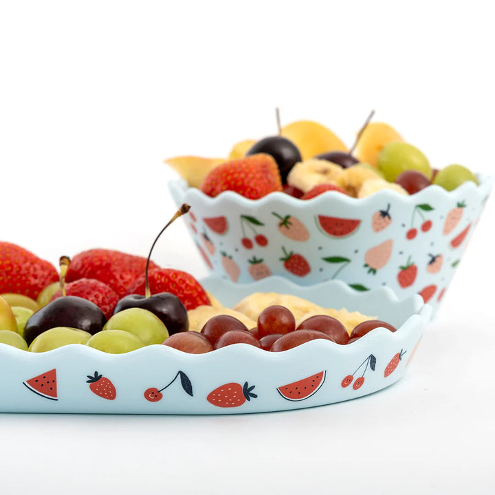 Silicone Bowl + Plate Set – Blue Fruit