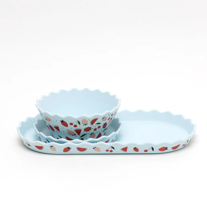 Silicone Bowl + Plate Set – Blue Fruit