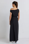 Stories be told Classified Black Off Shoulder Tuck Midi Dress available from www.thecollectivenz.com