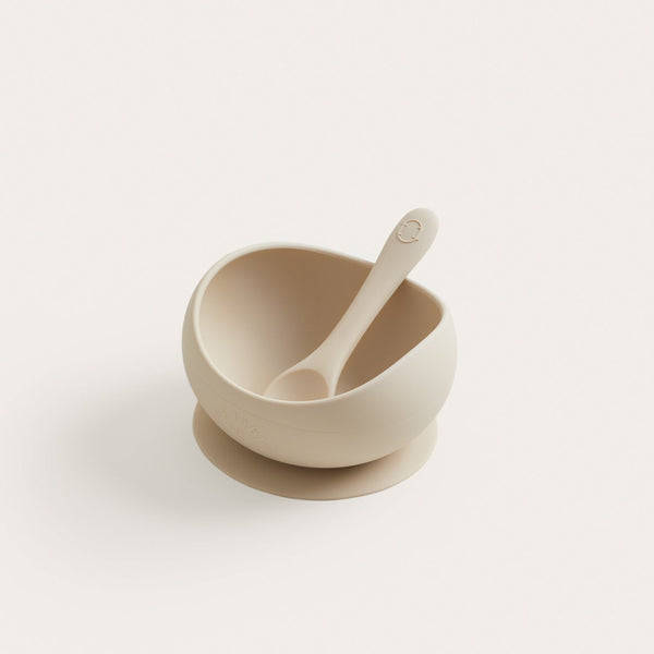 Tiny Table Silicone Bowl + Spoon / Sand