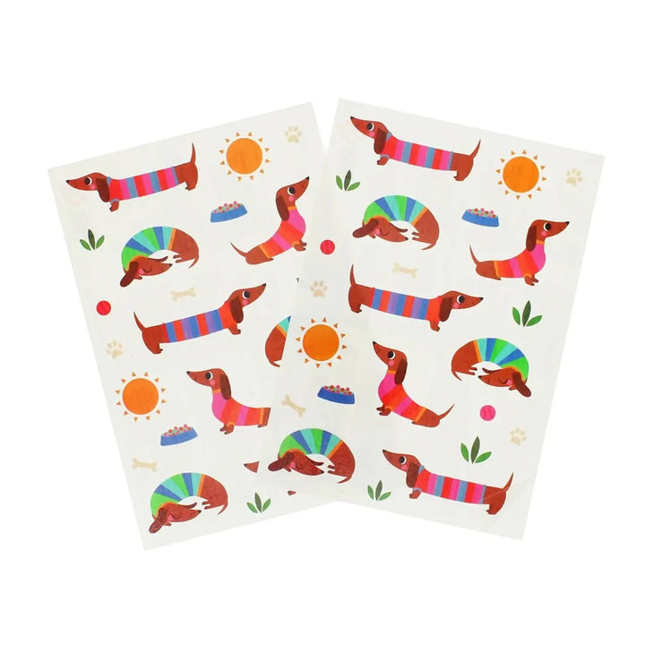 Sunny Sausage Dog Temporary Tattoos (2 Sheets)