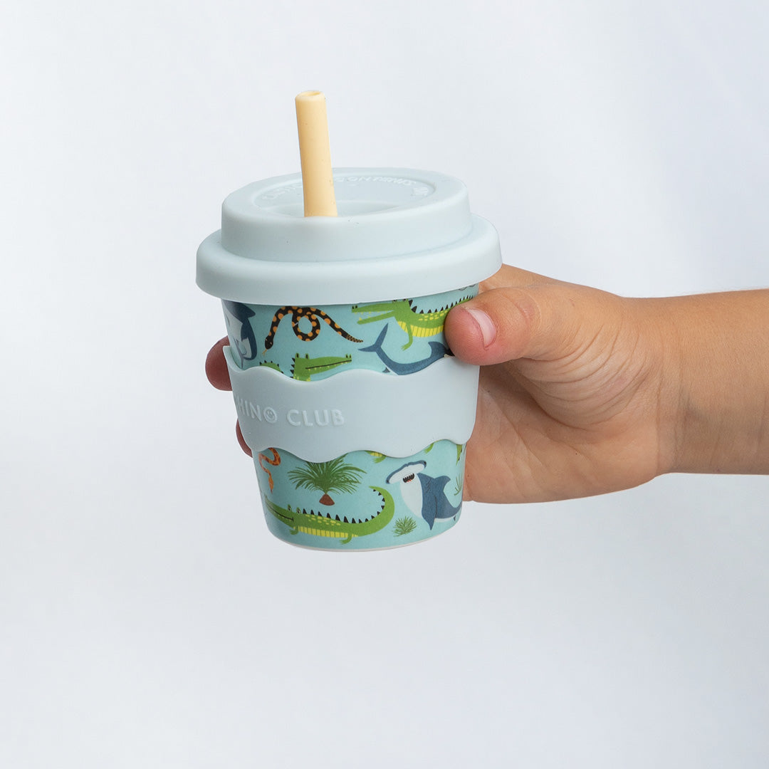 Reusable Babychino cups & straws for kids! Our babyccino cups are designed in Australia with hand drawn custom designs for every unique little chino lover! Available from www.thecollectivenz.com