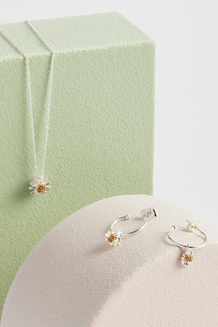 Mini Wildflower Hoop Drop Earrings - Silver And Gold Plated