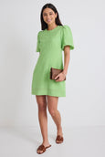 Feel ultra chic in the Emory apple green mini dress from Stories be Told, available from www.thecollectivenz.com