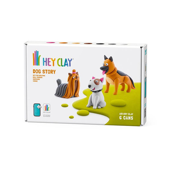 Box of Hey Clay Dog Story clay set with dog figures on a white background