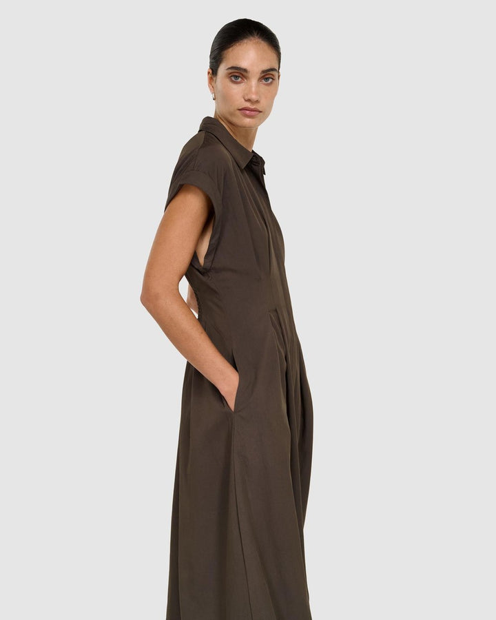 Lucienne Midi Shirt Dress - Olive | Staple The Label