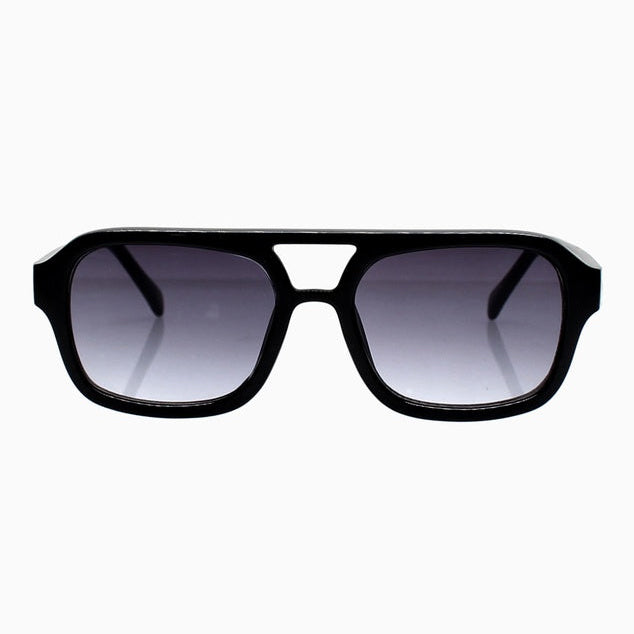Black sunglasses with gradient lenses on a white background