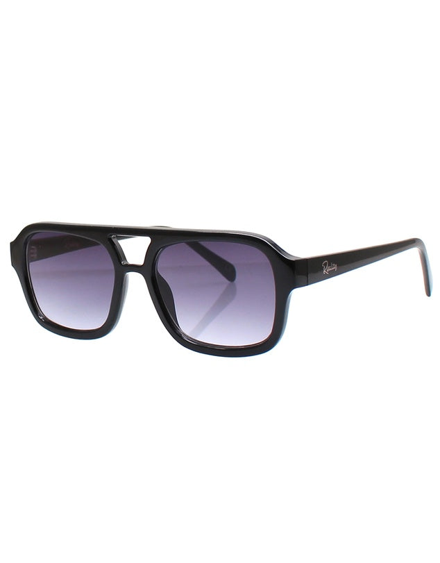 Black sunglasses with gradient lenses on a white background