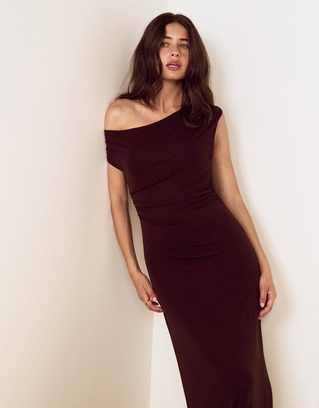 Aster Chocolate Mesh Midi Dress | Minkpink