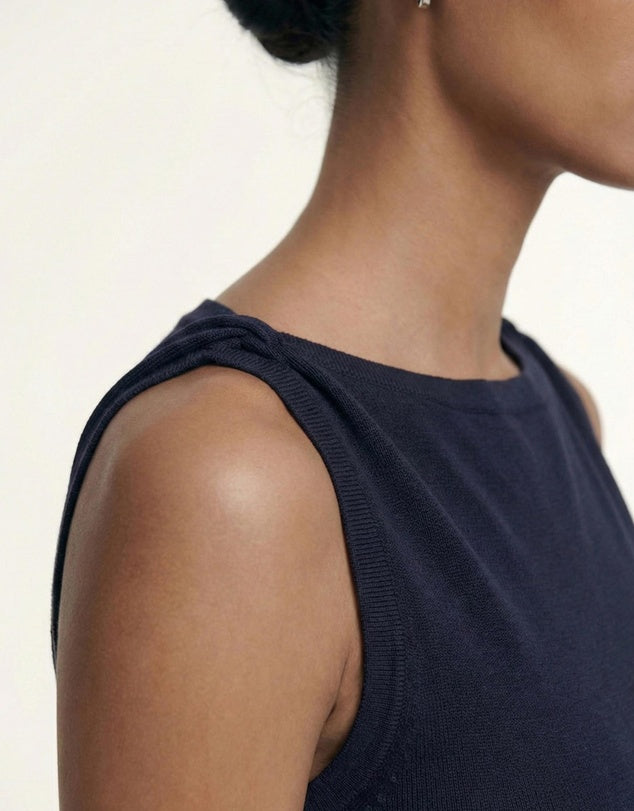 Leno Navy Twist Knit Tank | Staple The Label