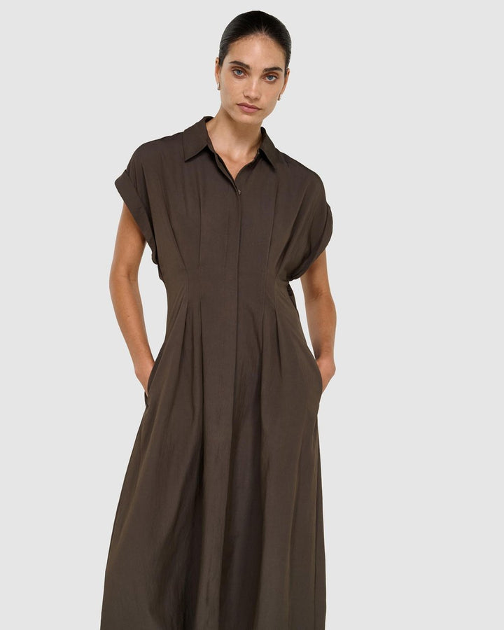 Lucienne Midi Shirt Dress - Olive | Staple The Label