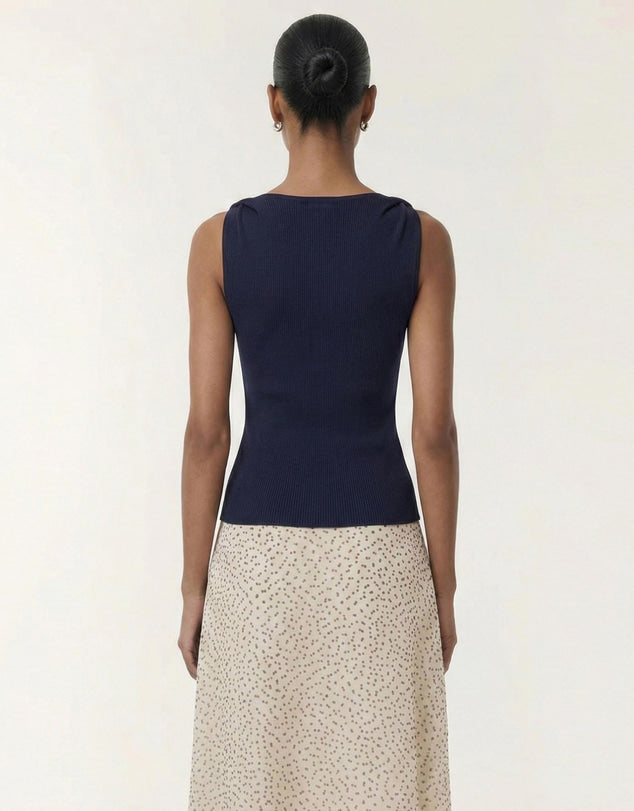 Leno Navy Twist Knit Tank | Staple The Label