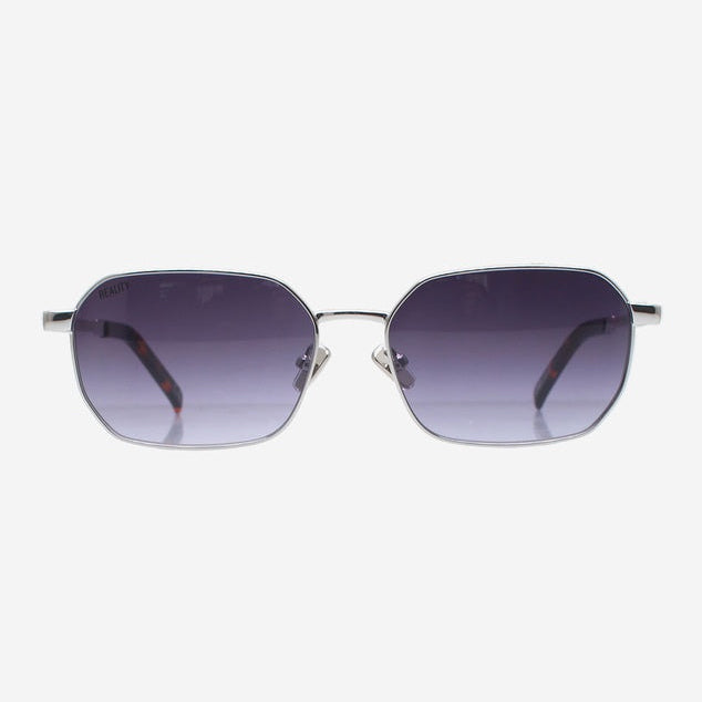 White sunglasses with a thin frame on a white background