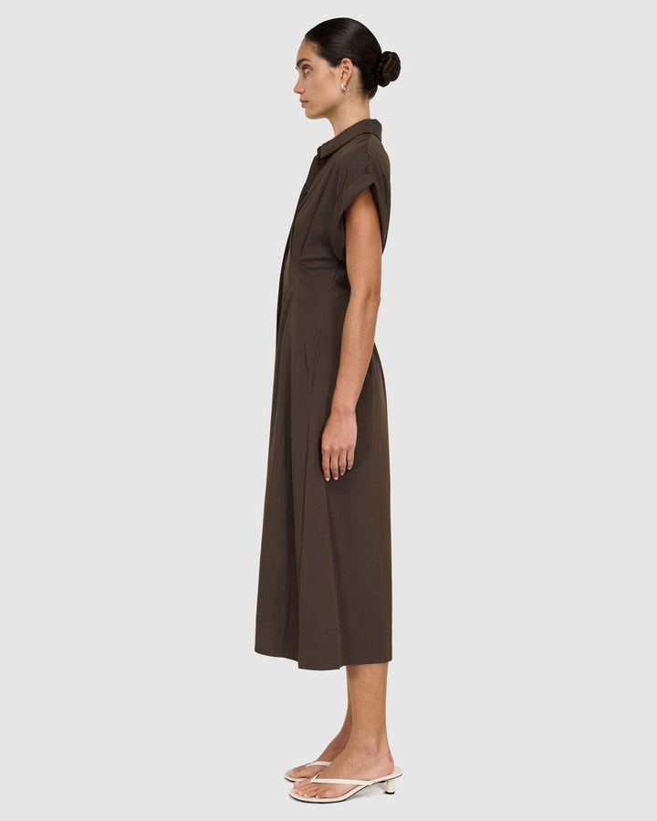 Lucienne Midi Shirt Dress - Olive | Staple The Label
