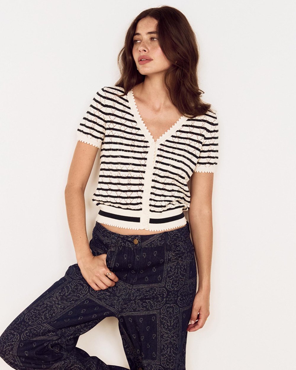 Calla Teal / Ivory Knit Cardi | Minkpink