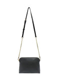 Our Hudson Cross Body Bag combines style and function with two removable straps: a classic PU strap with gold chain and a playful striped webbing strap. Available from www.thecollectivenz.com