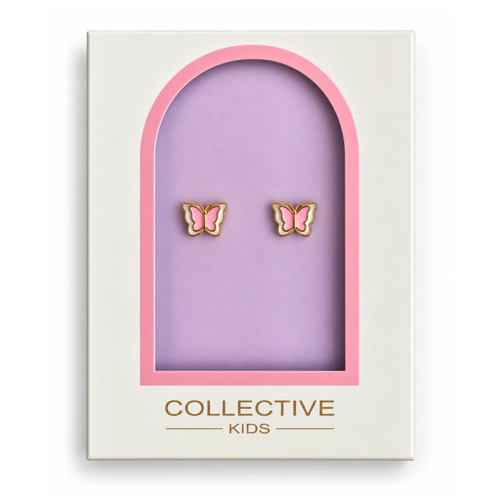 Pink Butterfly Kids Studs| Collective Kids