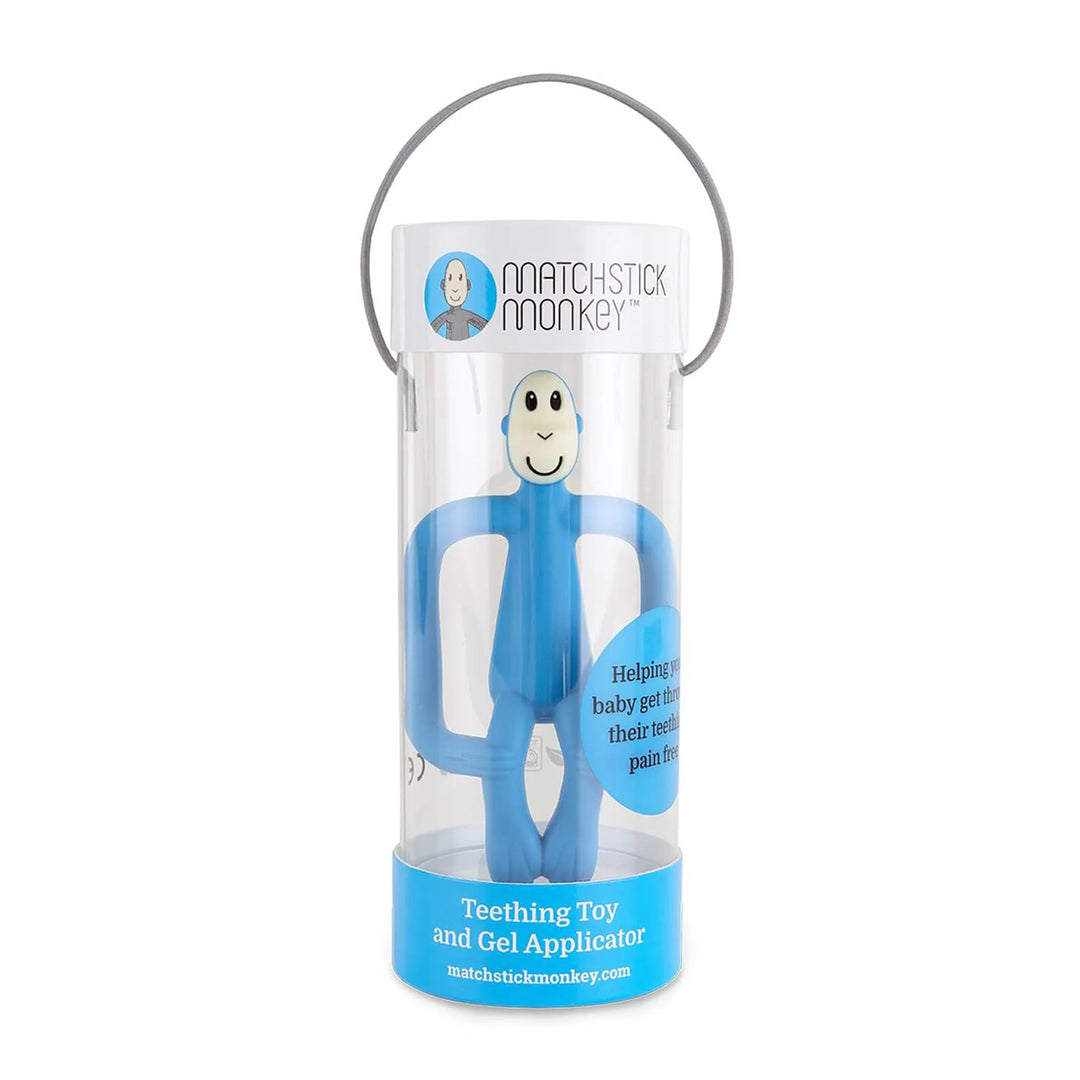 Monkey Teething Toy and Gel Applicator - Baby Blue