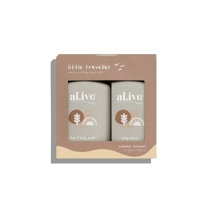 Al.Ive little traveller wash and lotion travel set available from www.thecollectivenz.com