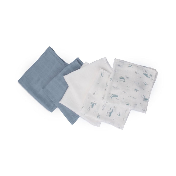 Little Bamboo Muslin Washers 6pk - Retro Blue