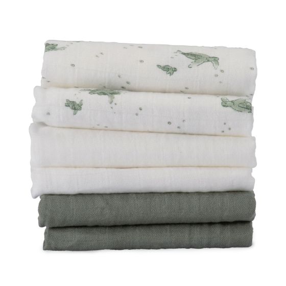 Little Bamboo Muslin Washers 6pk - Turtle Bay