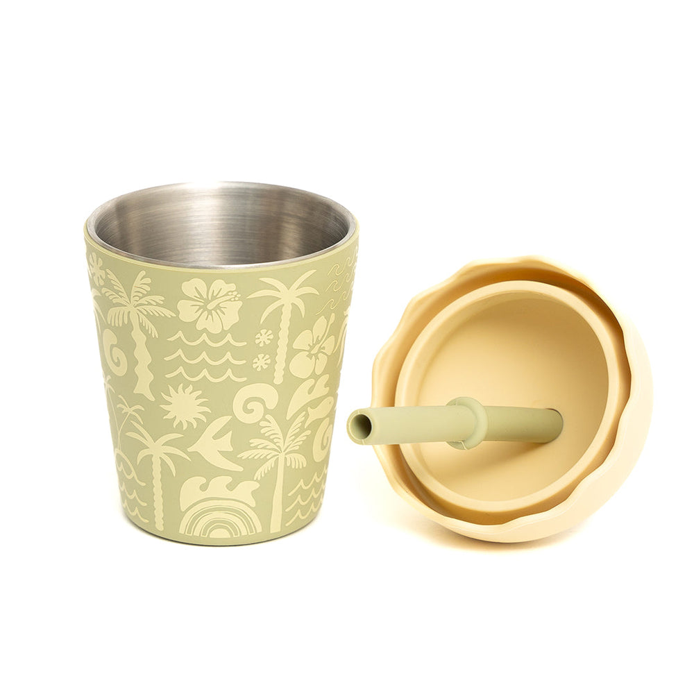 Chino Clubs brand new tropical moana printed smoothie cups with lid and straw - complete in a cute gift box, available from www.thecollectivenz.com