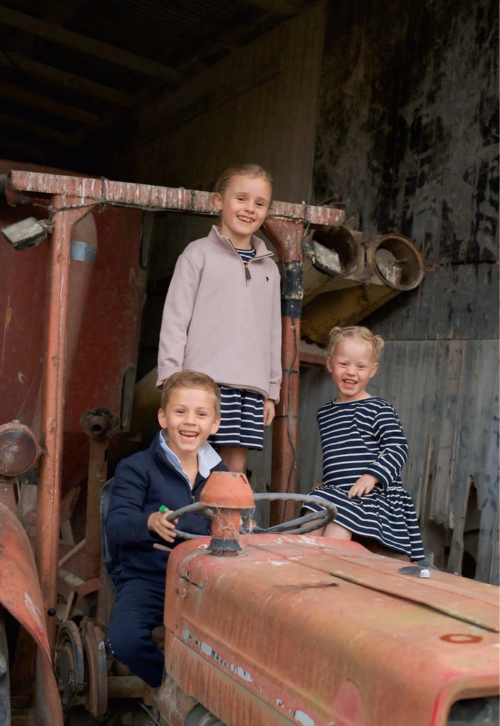 In the same fit as our George sweat, we bring you our girls Nora sweat! The perfect Spring weight &amp; easy to dress up or down, its a fab addition to your little ones wardrobe. Available from www.thecollectivenz.com