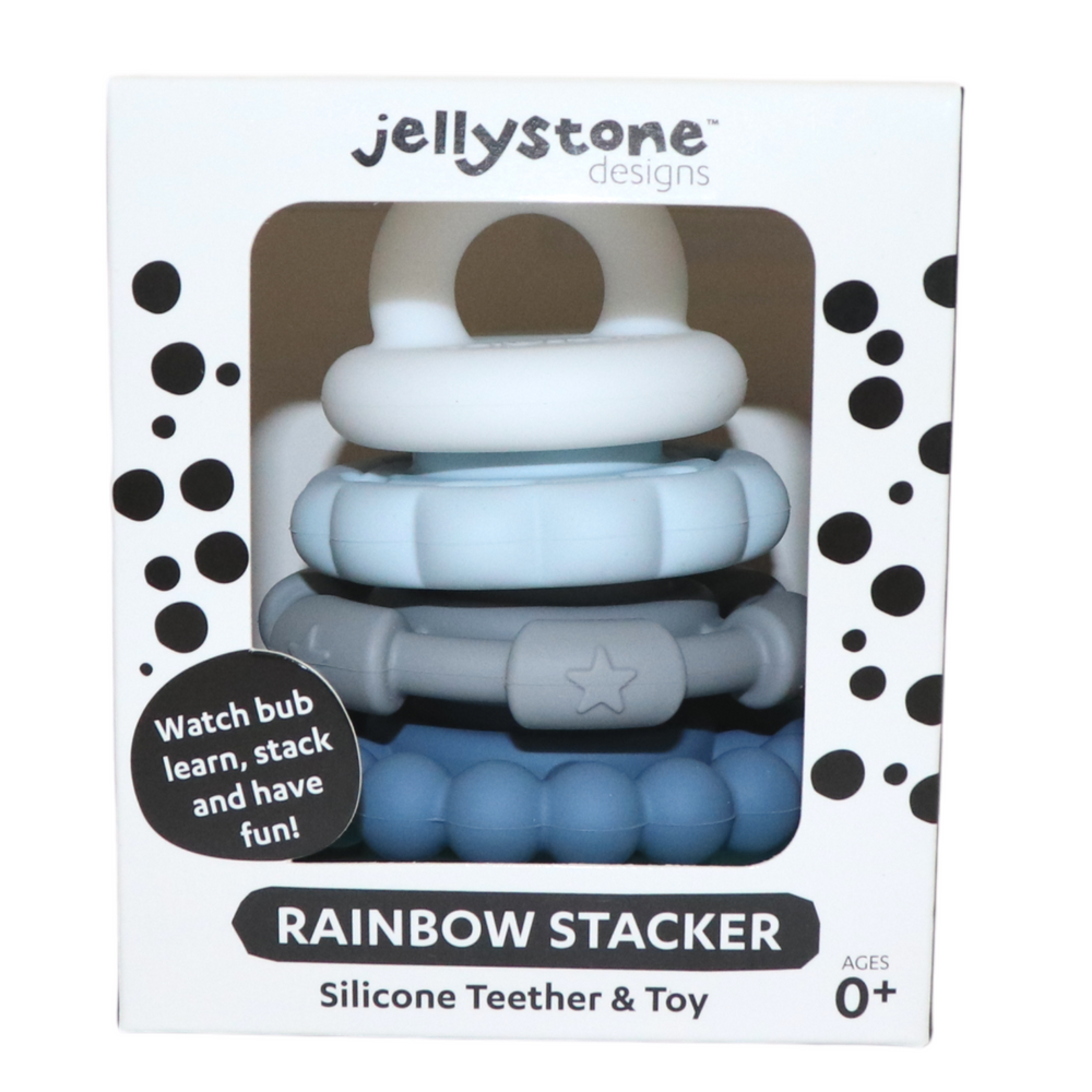 Rainbow Stacker is the ultimate multi-purpose toy, your child will quickly discover how the stacking rings make the best soothing teethers. Available from www.thecollectivenz.com