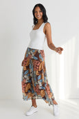 Sway Tropical Chocolate Midi Skirt available from www.thecollectivenz.com